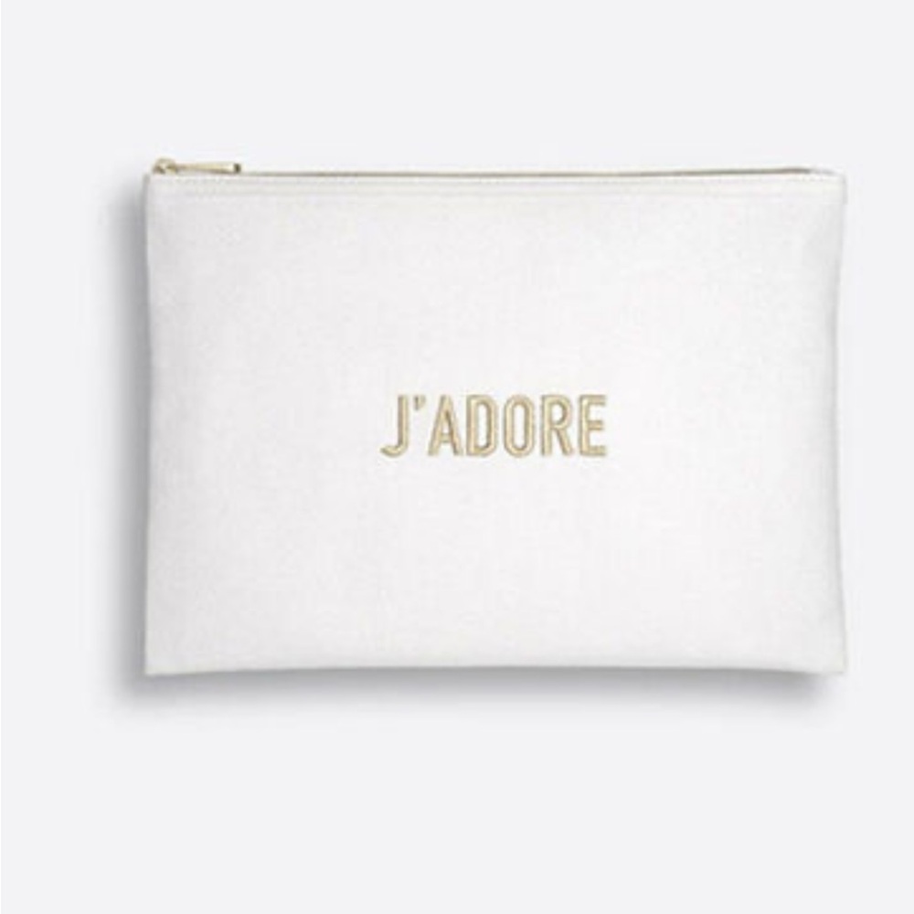 Dior J'ADORE large Canvas White Cosmetic Pouch New
